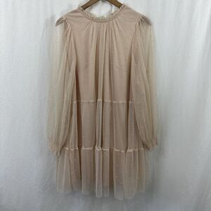 H&M Pink Swiss Dot Tulle Balletcore Romantic Semi-Sheer Dress Womens Size M